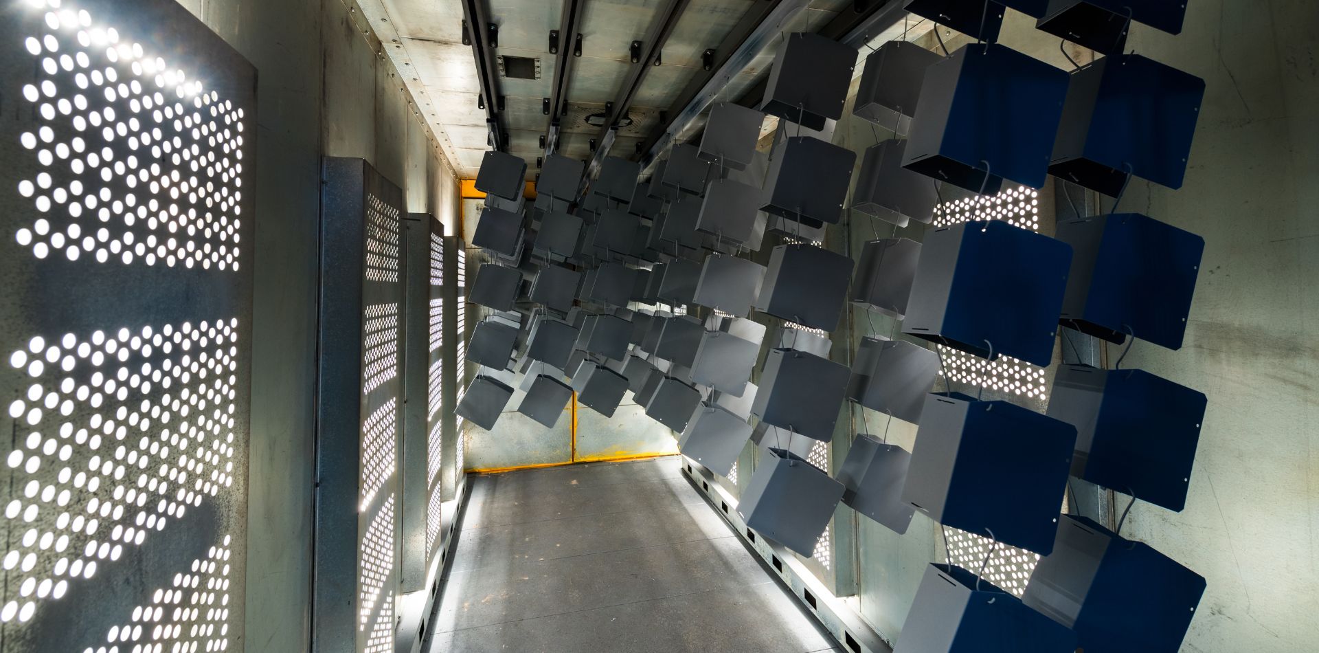 Powder coating booth interior
